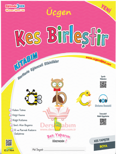 ÜÇGEN OKUMA YAZMA SETİ - KES BİRLEŞTİR ETKİNLİK KİTABIM - 2024